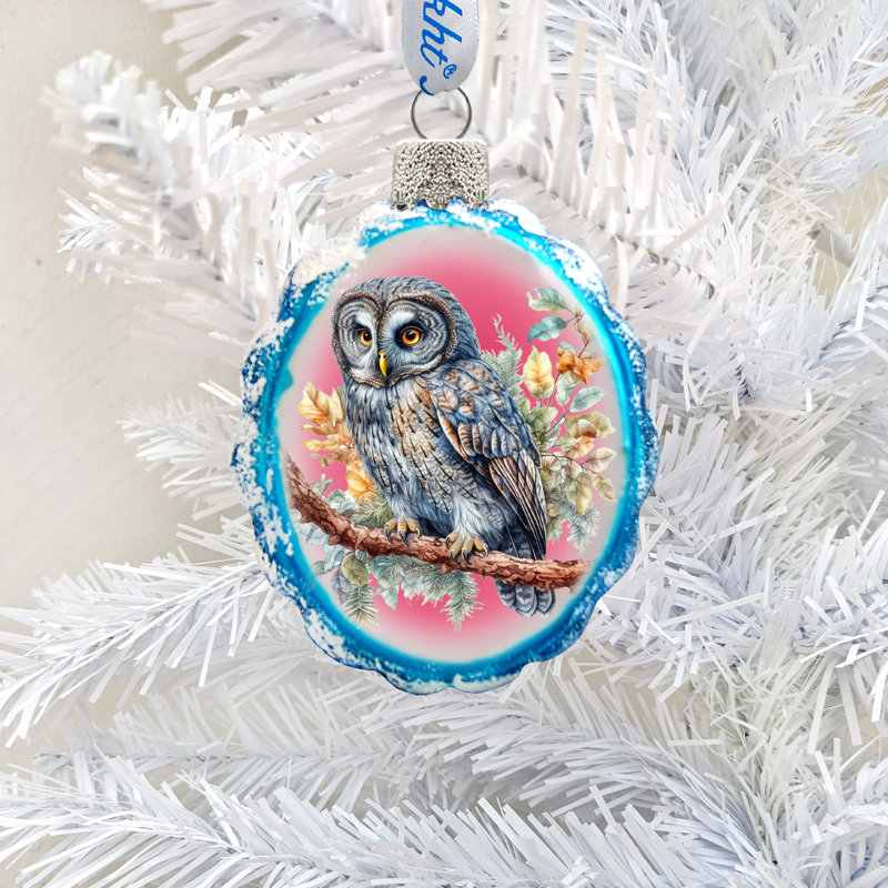 Handcrafted Mercury Glass Owl Ornaments Set of 3