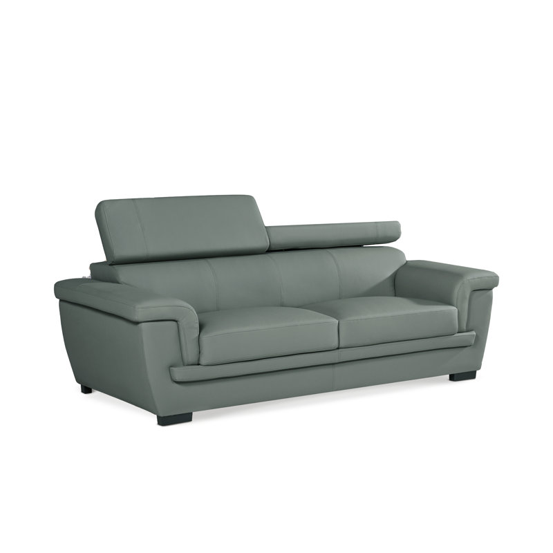 Syniya Sofa, Gray Genuine Leather, 3