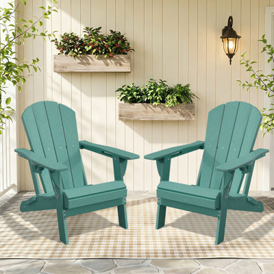 Chaise Adirondack surdimensionnée pliable toutes saisons avec porte-gobelet 