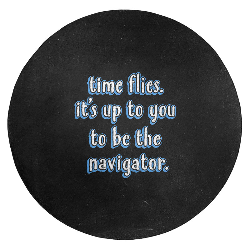 Tapis en chenille de polyester style Quotes, Rond 5 pi