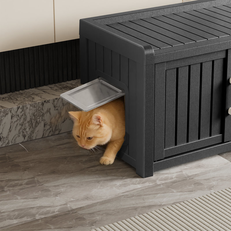 Armoire pour chat avec litière 31,97 "toutes saisons à double porte, Noir