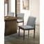 Chaises de salle à manger modernes de style Mid-Century 2 pièces, structure de ton naturel, siège rembourré gris, 2 pieds en bois massif
