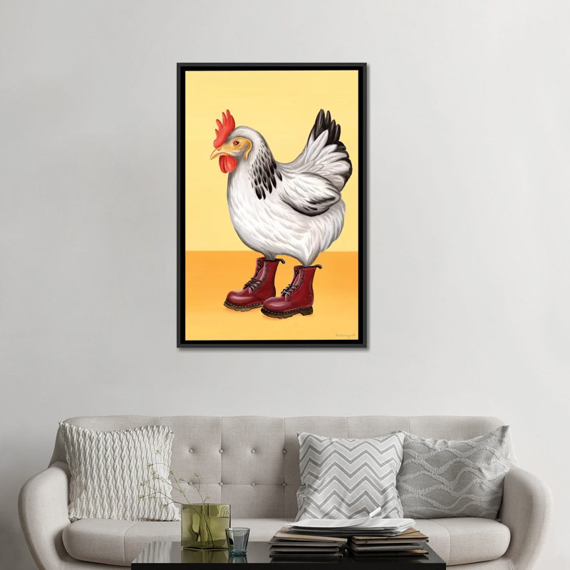 Hen Docs par Amélie Legault - reproduction d'art, H 48 po x l 32 po x P 1,5 po, Toile avec cadre noir, Aucun mat