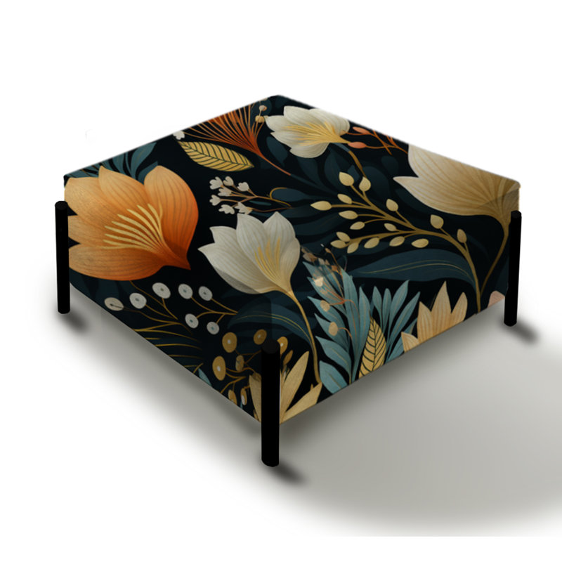 Coral et orange floral Jungle Garden Dreams - Grand repose-pieds carré floral