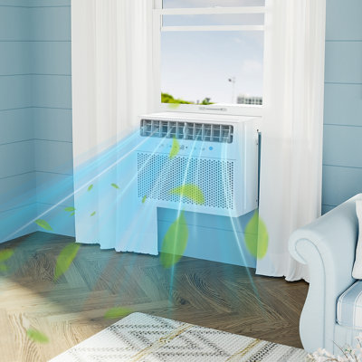 12000 BTU U Shaped Window Air Conditioner - Cools 550 Sq Ft Bedroom | Quiet 6-in-1 Mode 3 Fan Speeds Upgrade Partition Outlet Remote Control
