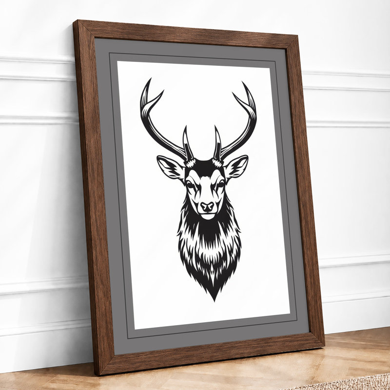 Majestic Deer Graphic 1 Piece Wall Art, A1 - 84.1 x 59.4 cm, Walnut