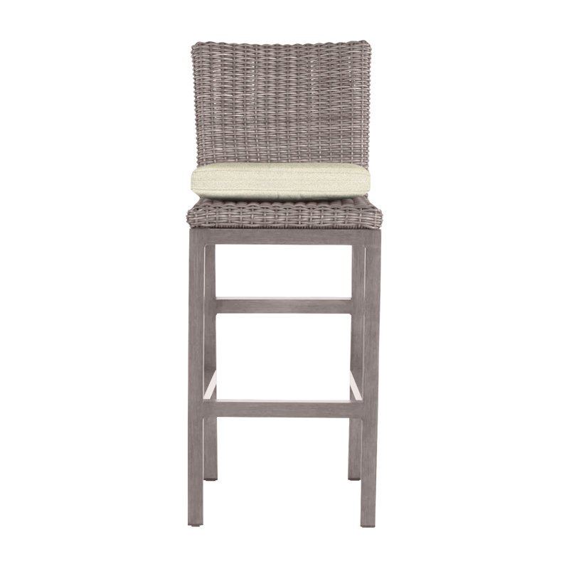 Rustic 30.5" Patio Bar Stool with Cushion, No Welt, Oyster, Verona Fossil