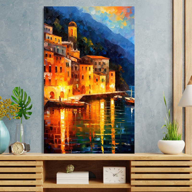 Côte d'Amalfi, Italie au crépuscule V2, H 30 po x l 18 po x P 1 po