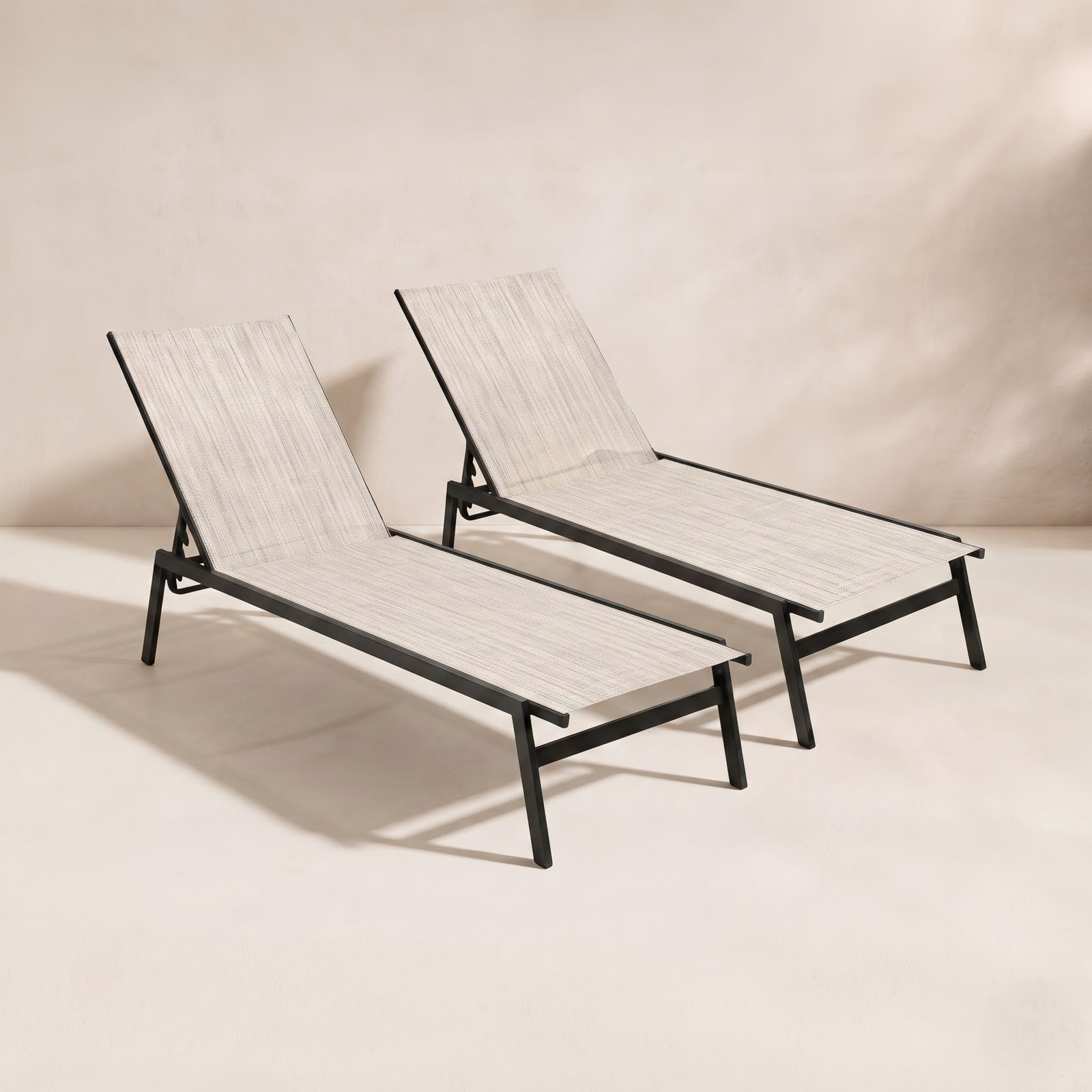 Wellsworth 24" Patio Chaise Lounge Set, Beige/Black