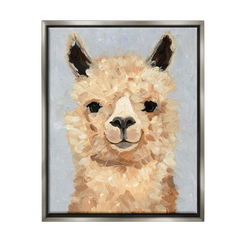 «Fuzzy Alpaca Peinture» par Victoria Barnes sur toile, Cadre flottant gris lustré, H 31 po x l 25 po