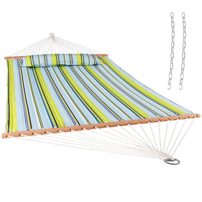 Hamac de bar 2 pièces en polyester matelassé - bleu / vert