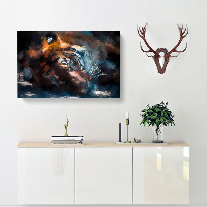 Tiger In The Shade In Abstract - Wrapped Canvas Print, 60cm H x 91cm W x 3cm D