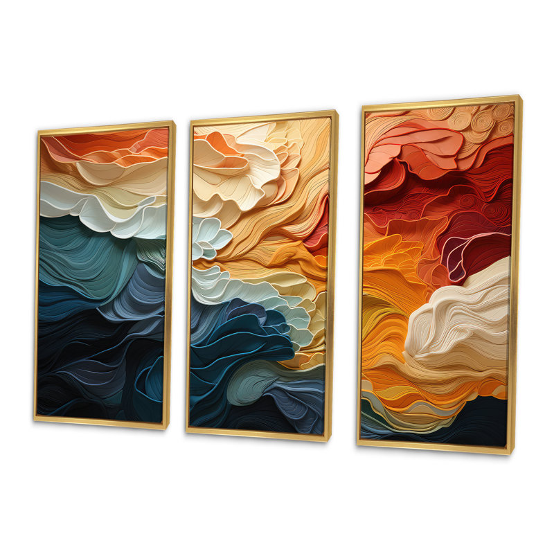 Biomorphism Organic Forms V - 3 Piece Wrapped Canvas Print, Gold Floater Framed, 40" H x 60" W