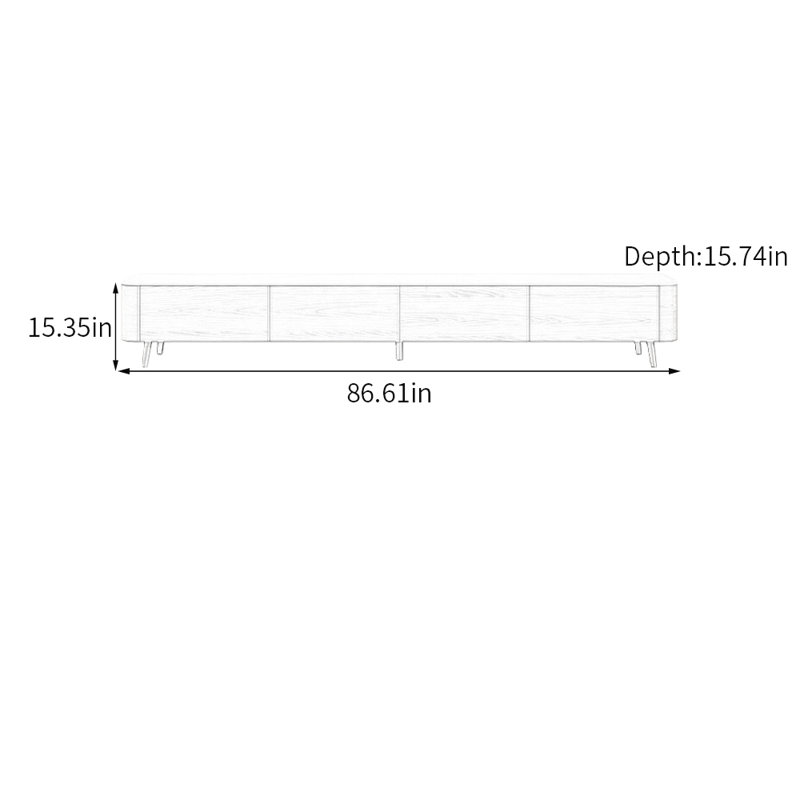 Meuble télé avec tiroir Minimalist, 15.35"H x 86.61"L x 15.74"W