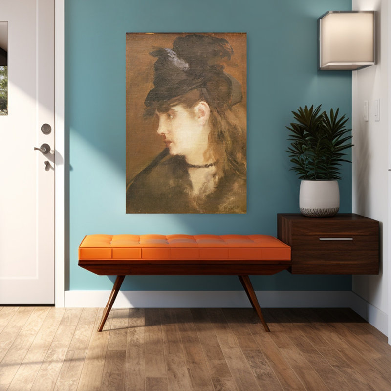 Berthe Morisot au chapeau noir, portrait abstrait contemporain impressionniste, estampe murale, H 48 po x l 32 po