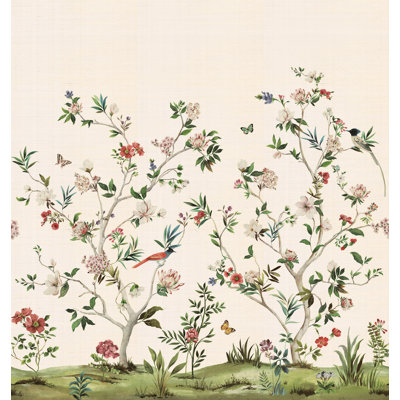 Floral Grass Cloth Wallpaper