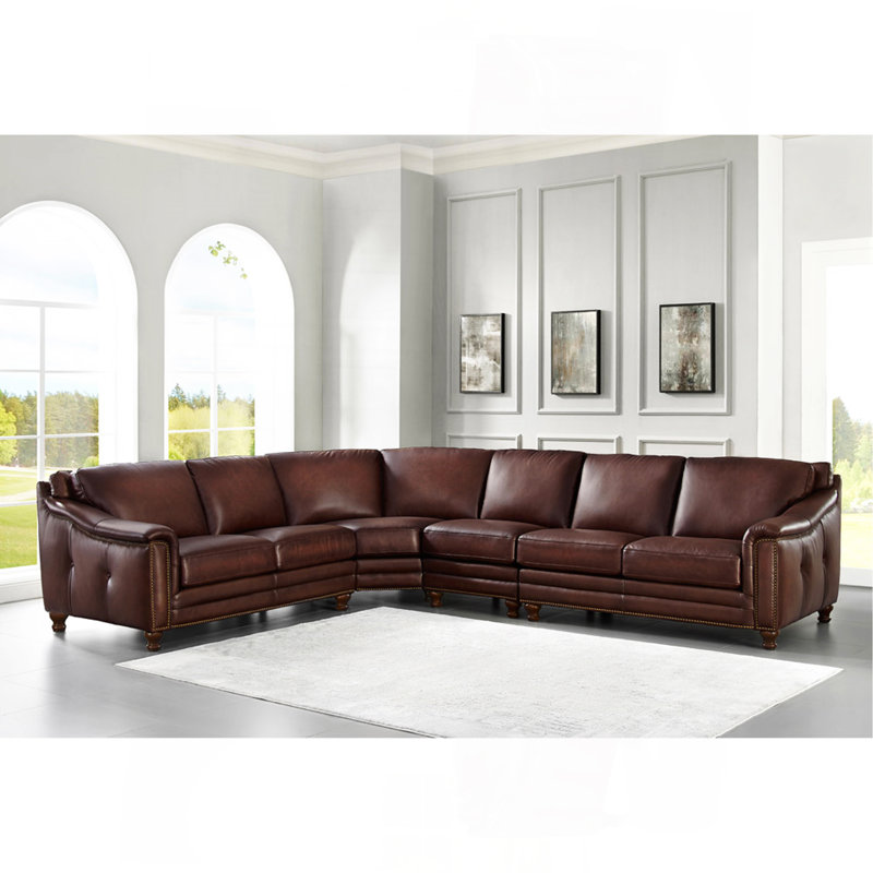 Canapé modulaire en cuir, H 35 po x l 142 po x P 114 po