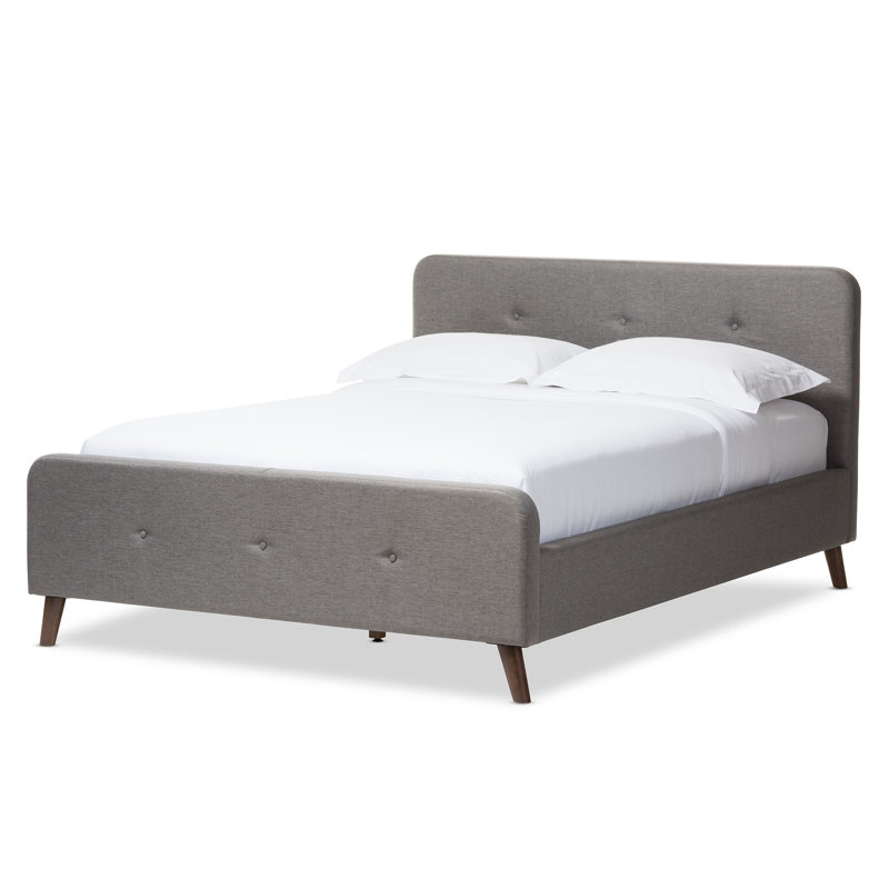Upholstered Platform Bed, Full, Gray