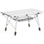 Table de camping pliante portative en aluminium argenté, plateau de table en filet de 35,4 pouces de large, hauteur réglable, structure en acier stable, compact pour le rangement dans le garage