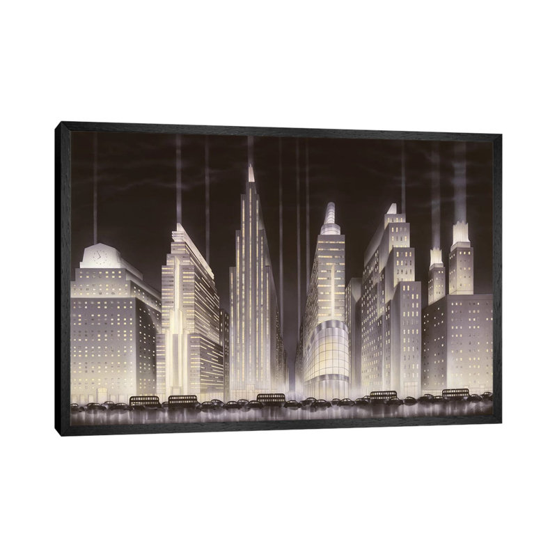 Boulevard 1 Piece Floater Frame Wall Art on Canvas, 66.04 cm H x 45.72 cm W, Black