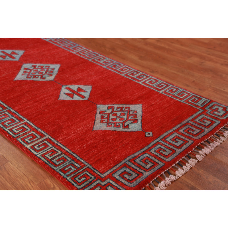 Tapis de couloir rouge Kazak