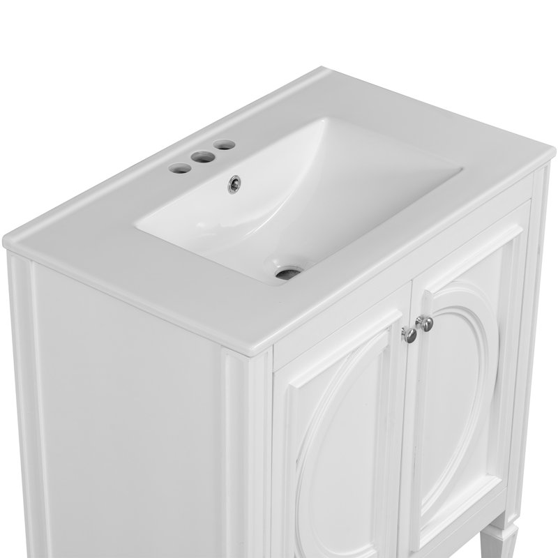 Meuble-lavabo de 30 pouces avec meuble-lavabo en céramique, Blanc
