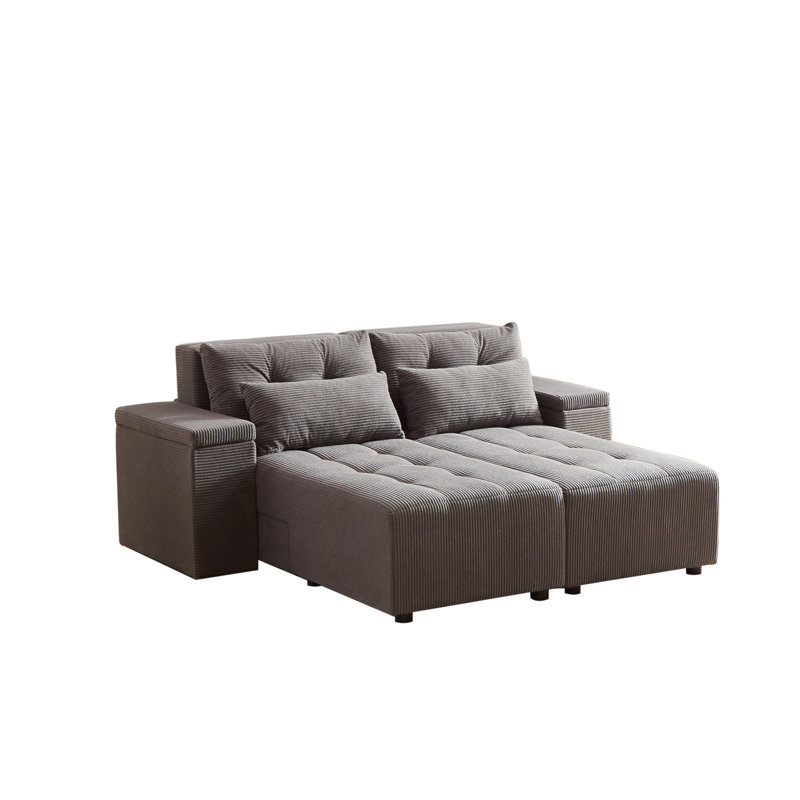 Lazos 76'' Corduroy Sofa, Gray Corduroy