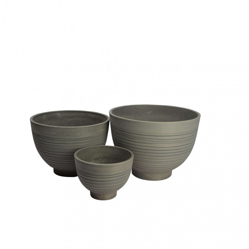 Keshana Synthetic Fiber Floor Vase, Anthracite, 3 pieces, 32cm H x 45cm W x 45cm D