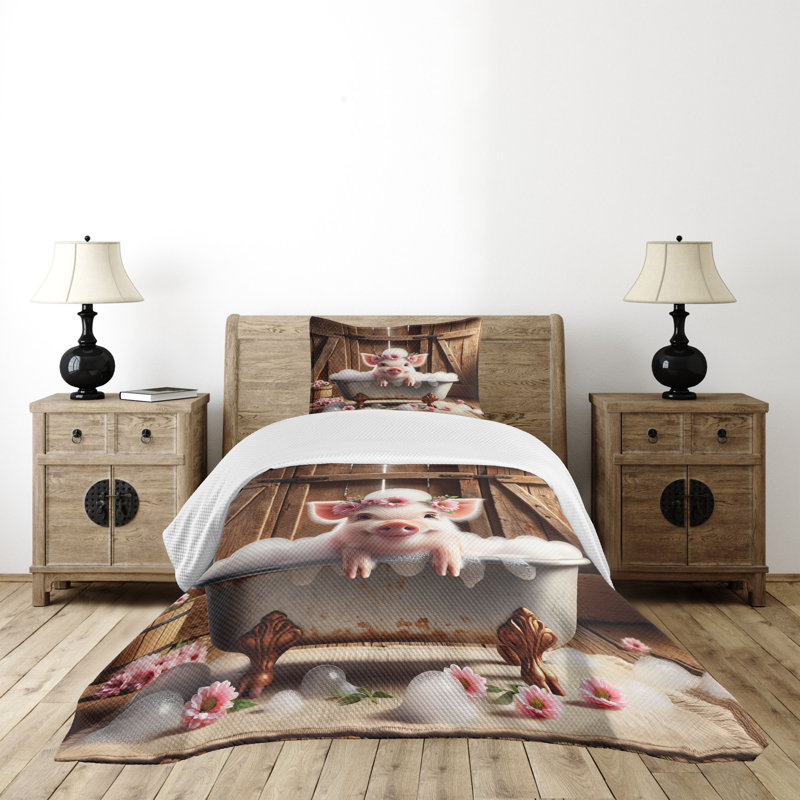 Polyester Floral Coverlet, Twin Coverlet / Bedspread + 1 Standard Sham