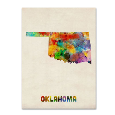 "oklahoma map" par michael tompsett, impression sur toile tendue encadrée