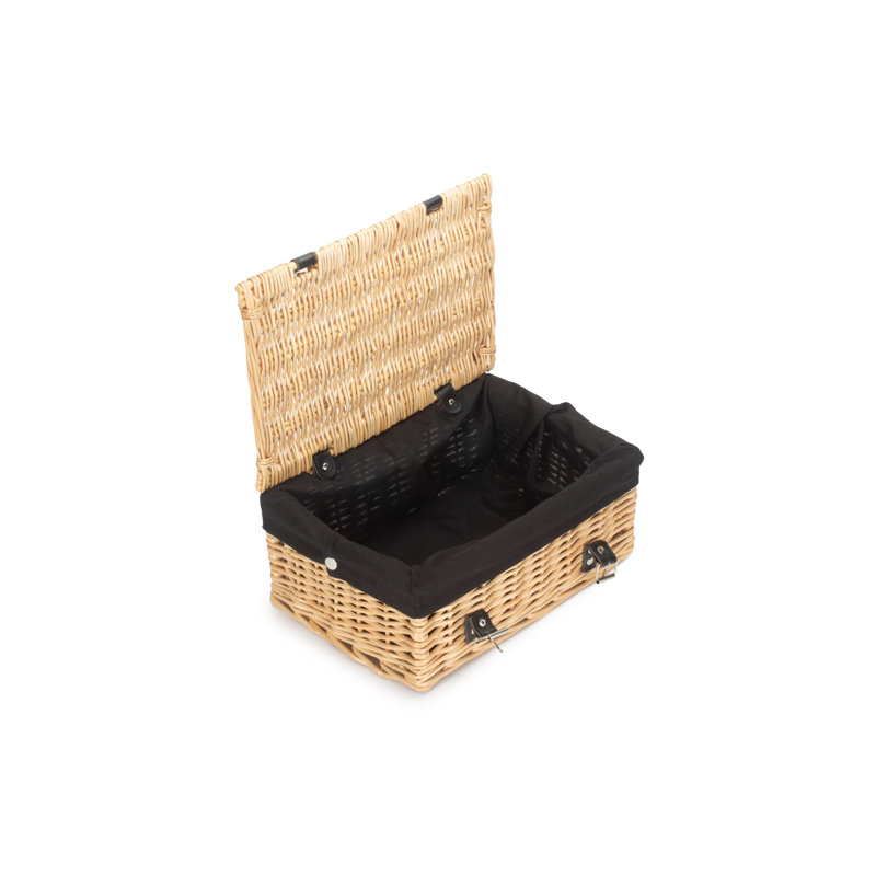 Lily Manor Wicker 14" Empty Hamper Basket with Lining, Natural/Black
