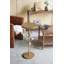 Table d'appoint ronde en fer avec base en ciment, accents floraux blanc doré, diamètre compact de 11,8 pouces et hauteur de 28,3 pouces pour une utilisation polyvalente à l'intérieur.