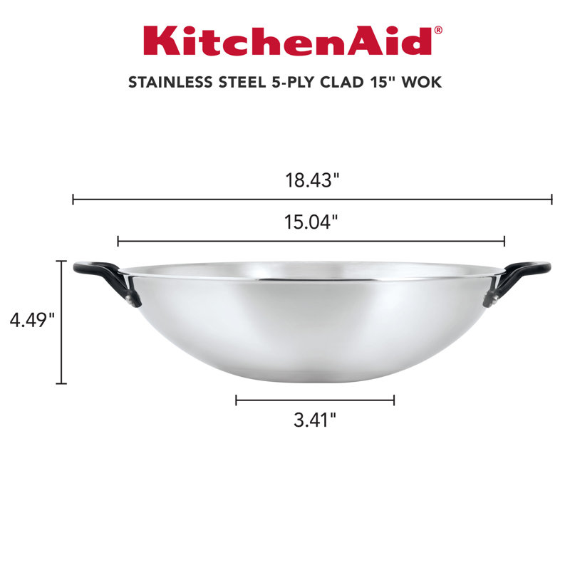KitchenAid 15-Inch Stainless Steel Induction Wok with Handles