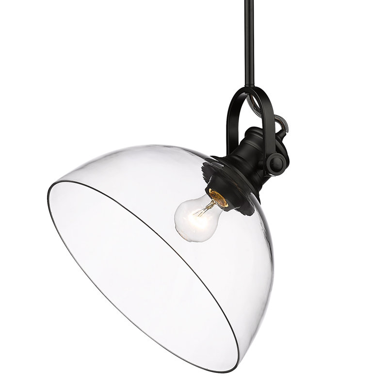 Bales 1-Light Dimmable Dome Pendant, Matte Black, Clear Glass