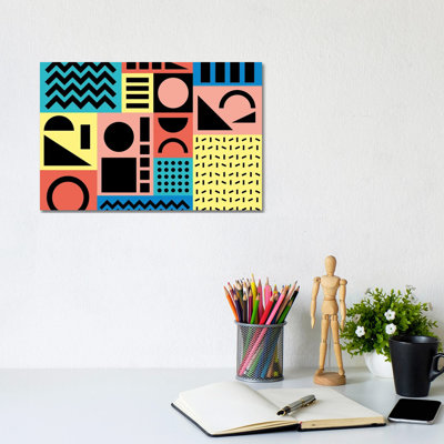 Motif de Memphis 17 - années 80/90 rétro - reproduction d'art mural - toile tendue