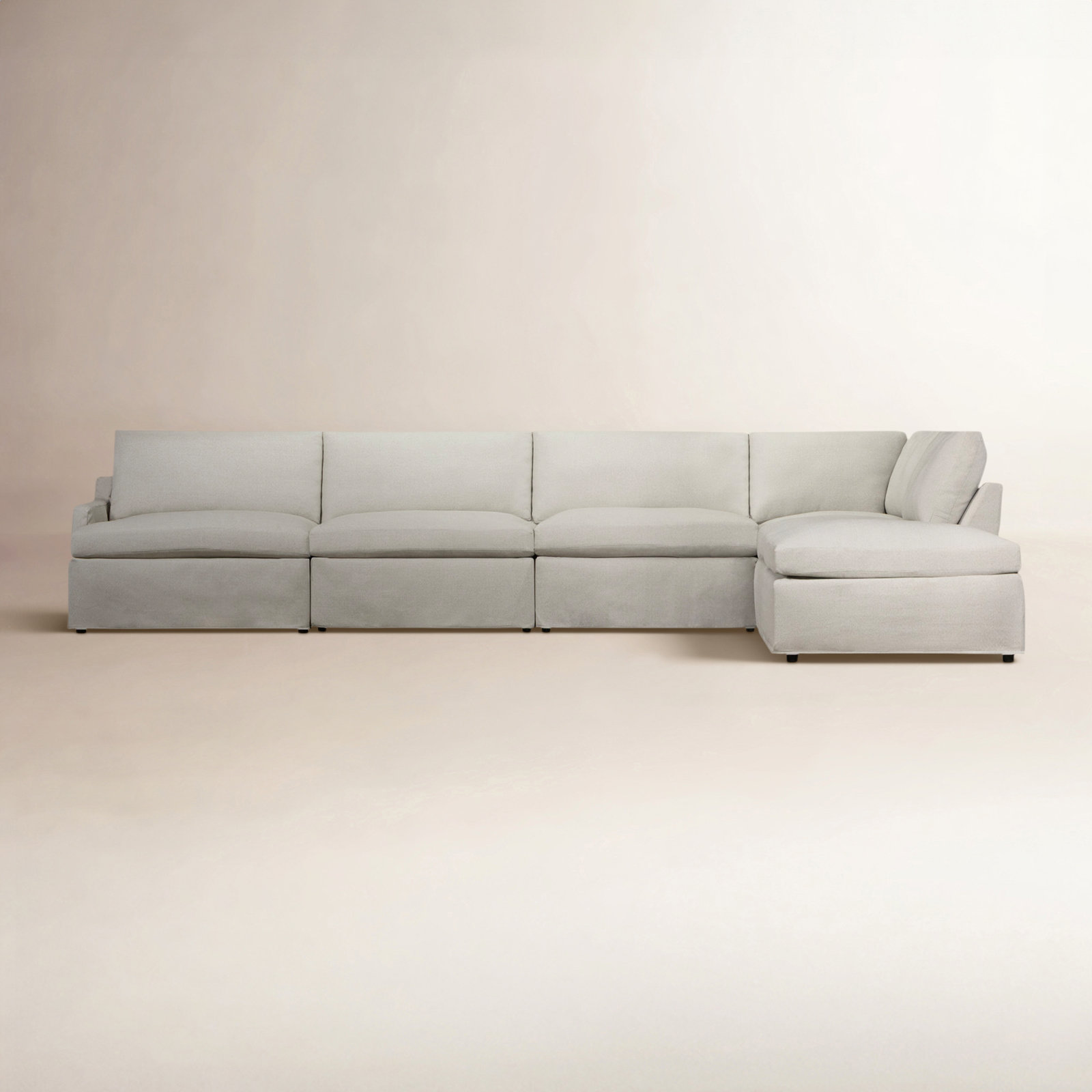 Wrenley 6-Piece Modular Sectional, Macarena Light Gray Canvas, Right Hand Facing