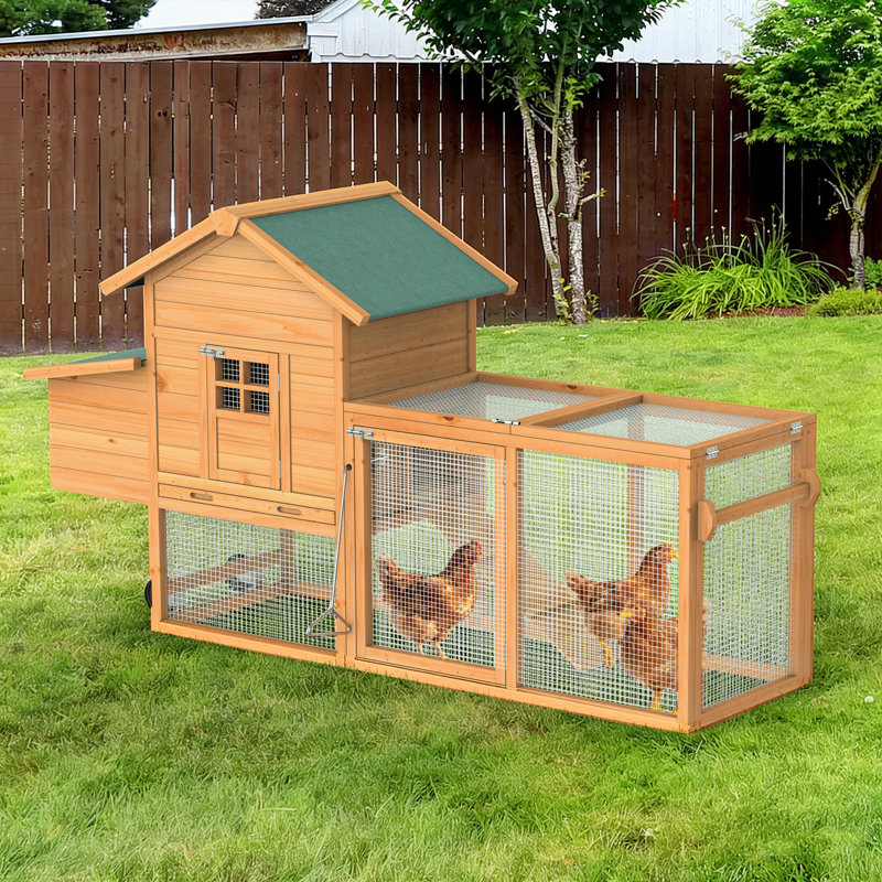 Cage à poules mobile avec roulettes, Vert