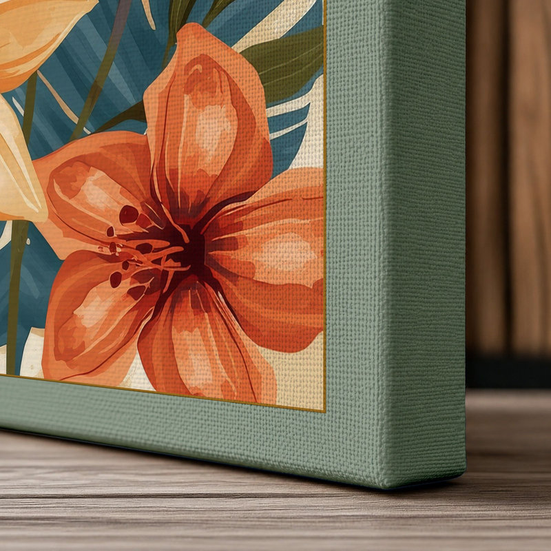 Tropical Garden Botanical - Wrapped Canvas, 18x12 - 45.7 x 30.5 cm, Sage Border