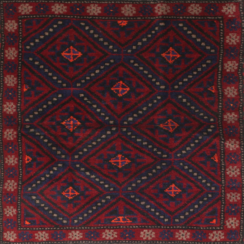 Tapis rouge à motif sud-ouest, Rond 3 pi