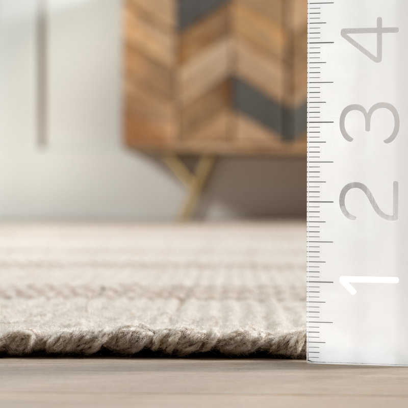 Lauren Liess Ivory and Beige Striped Wool 4' x 6' Area Rug