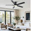 52" Mordern Farmhouse Matte Black Flush Mount Low Profile Ceiling Fan With Light And Remote Control Reversible Quiet Motor-113956762-113956763