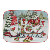 Christmas Gnomes Rectangular Platter 14 X 10