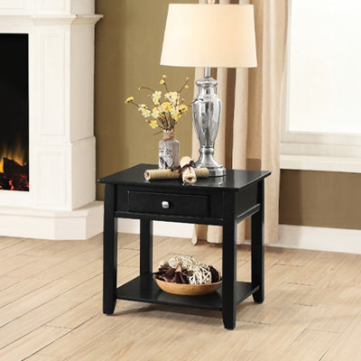 Table de bout noire avec charme rustique et fonctionnalité - 22 po de hauteur et 22 po de largeur