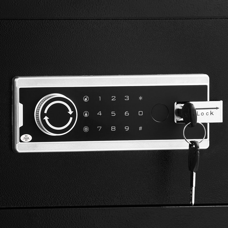 4.5 Cu.ft Safe Box, Double Door, Black, Key Lock & Password, , 3mm Thick Door Plate, 5 Solid Bolts, Dual Alarm, 3 Unlock Methods, Height Adjustable Shelf, Led For Storing Valuables Like Cash,