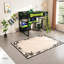Space-saving Wood Loft Bed With Led Desk, Modern Black+green