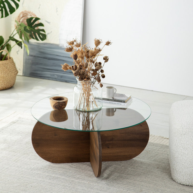 Glorias Coffee Table, Clear/Walnut
