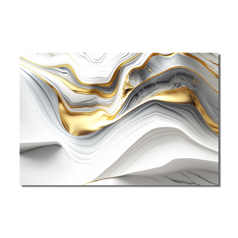 «Abstract Geode Waves Grey V», art mural abstrait sur toile