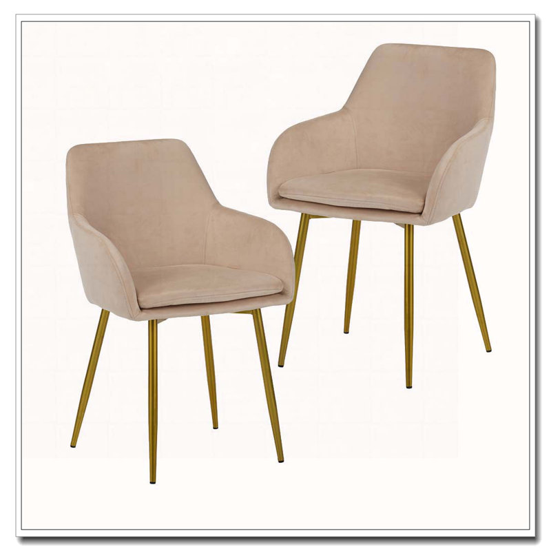 Chaise de salle à manger en velours avec dossier et siège large