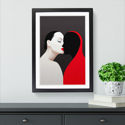 Two Women In Love Minimalism No.2 - Single Picture Frame Print on Wood