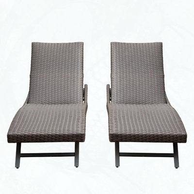 Chaise longue d'extérieur en osier 2 pièces